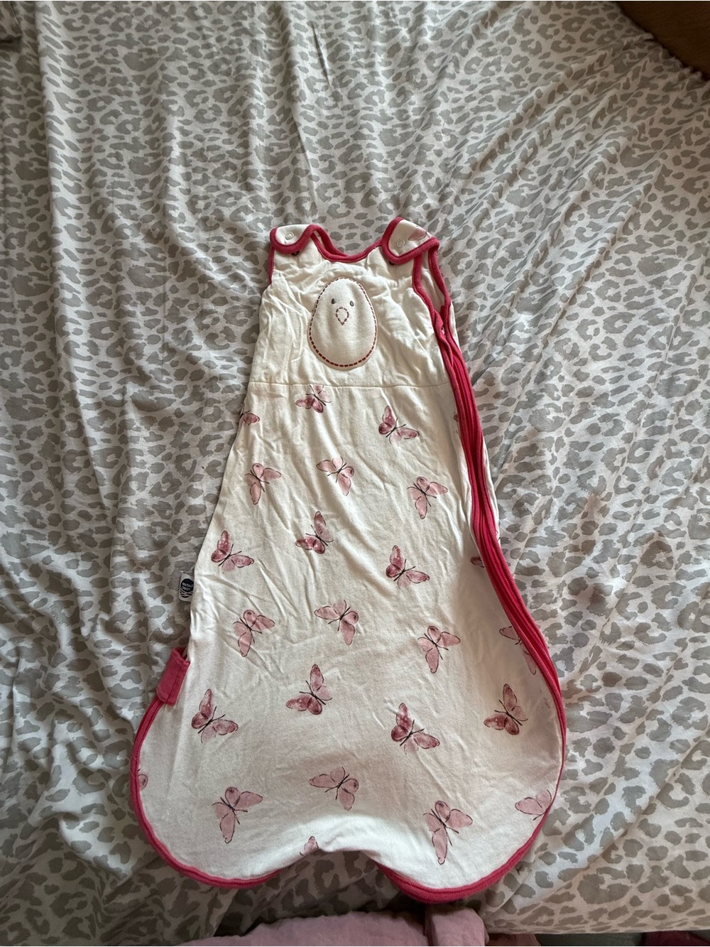 Nested Bean Weighted Cream and Pink Butterfly Kids Sleep Sack